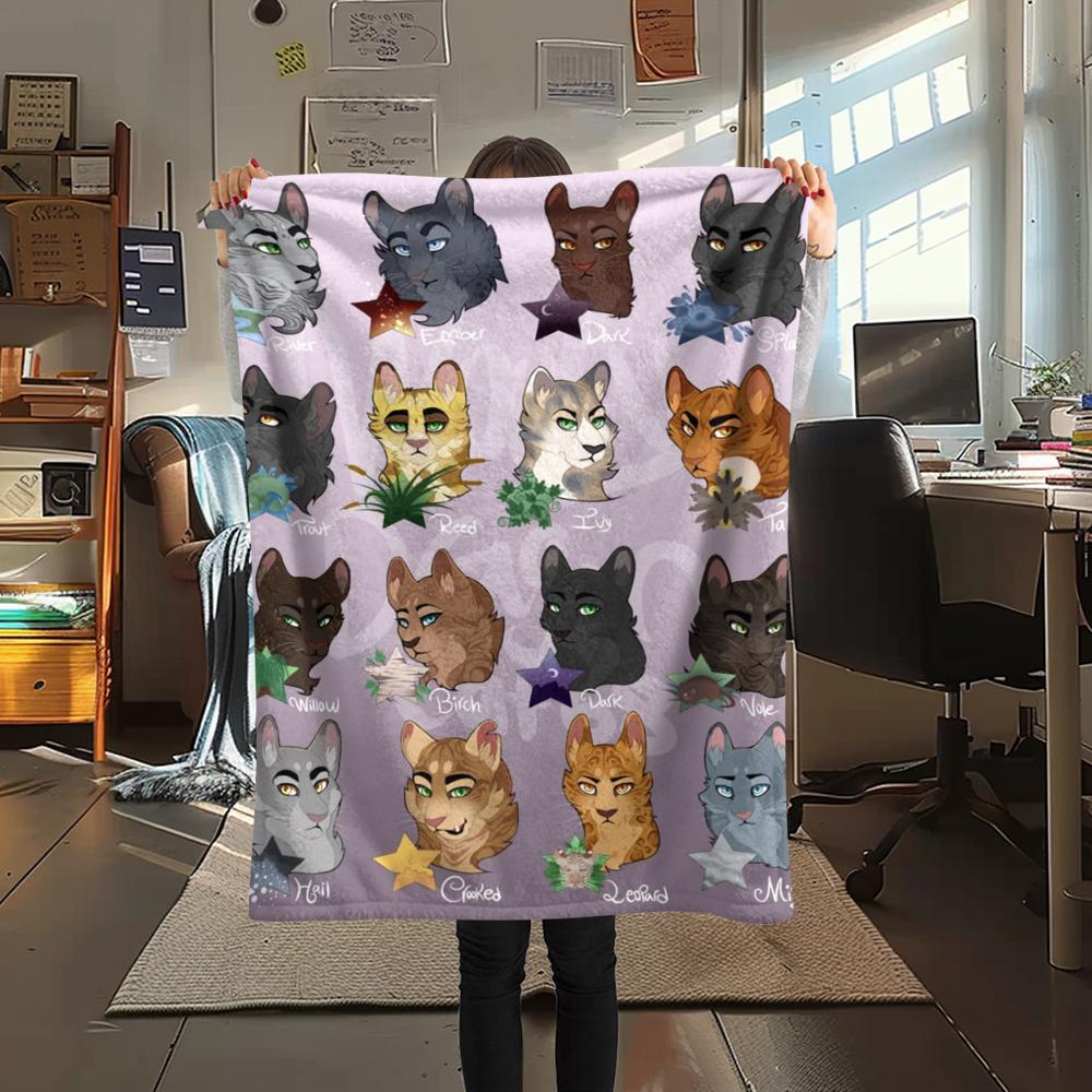1PZ Coperta in Flanella con Stampa Guerriero Gatto, Alta Qualità, Confortevole per Tutte le Stagioni, Decorazione per la Casa, Calore e Comfort, Perfetta per Regali di Natale