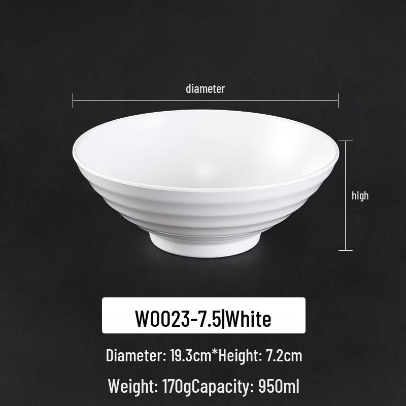 Commercial White Melamine Noodle Bowl