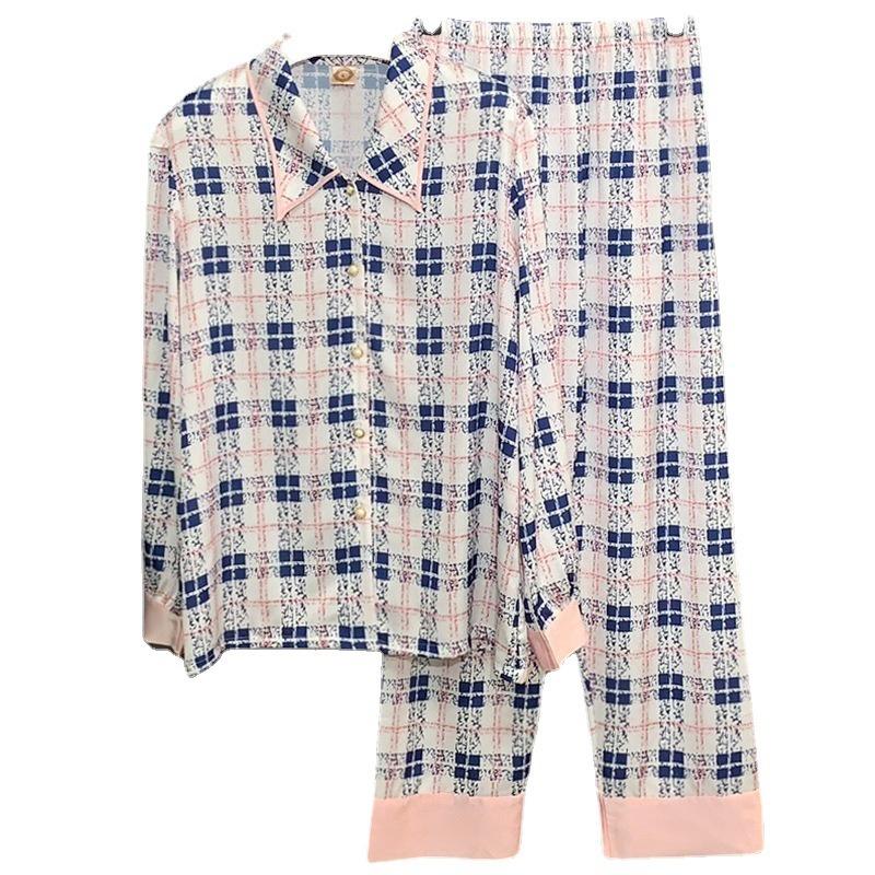 Eis Seide Pyjamas frauen Lange Ärmeln Einfache Hause Kleidung 2022 Neue Hohe Gefühl Temperament Kann Getragen Werden Heraus Nachtwäsche