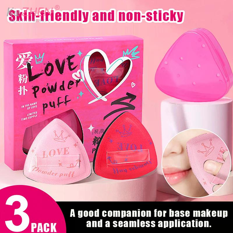 3 Stück/Set Make-up Foundation Schwamm Dreieckiger Kissen Schwamm Nass Trocken Doppelte Verwendung Weich Hochwertiger Puderquaste Kosmetik Applikator Werkzeug