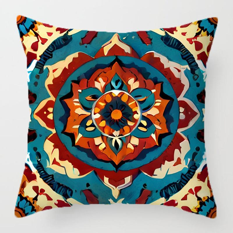 Home Decor Colorful Mandala Patterned Digital Print Pillowcases Pattern Cushion Cover Suitable for Sofa Bedroom Car Pillow Cover