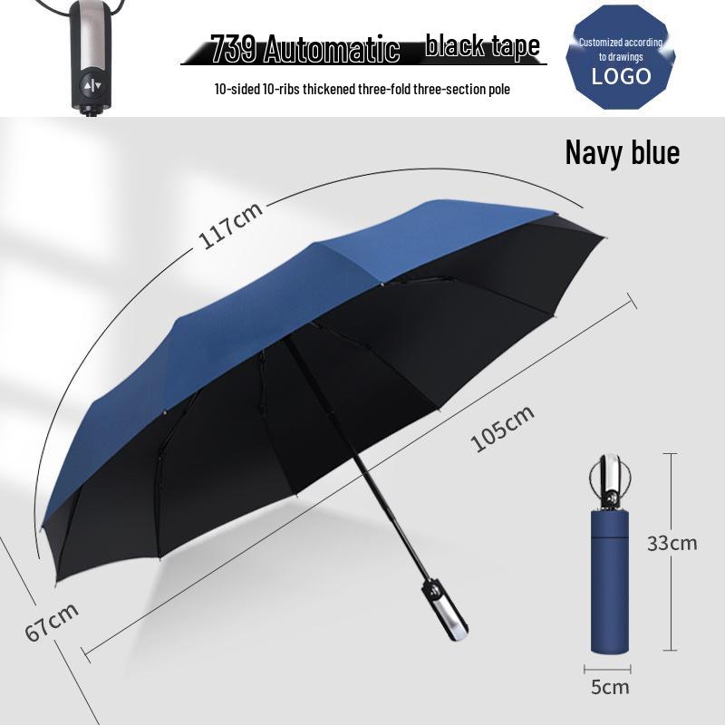Automatic 60-Rib Folding Umbrella with UV Sun Protection