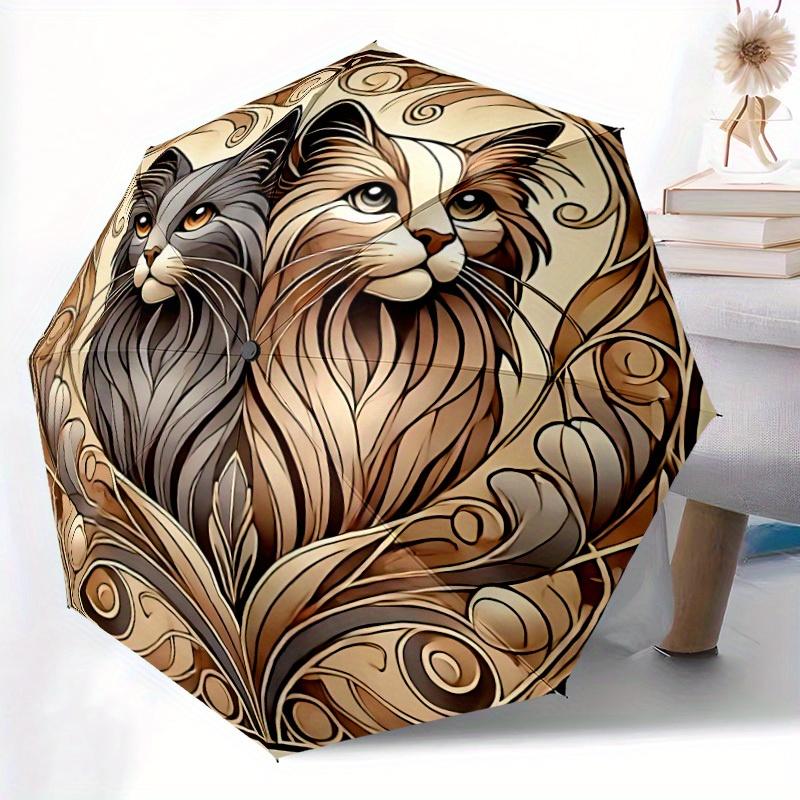 1pc Cats Whiskers Automatic Open/Close Umbrella with Windproof, Functional Design, 8-Rib Sturdy Canopy