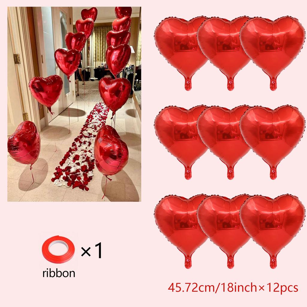 I LOVE YOU Banner & Heart Shaped Foil Balloon Set,   For Valentine's Day , Proposal, Birthday , Anniversary , Wedding  Decor
