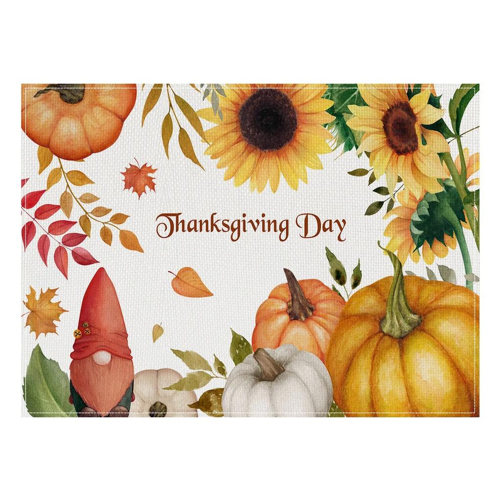 Thanksgiving Autumn Harvest Pumpkin Placemats Seasonal Autumn Table Mats for Outdoor Home Party Dining Decoration