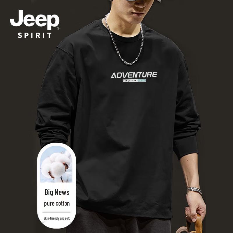 JEEP SPIRIT Men s Relaxed Fit Long Sleeve Cotton T-Shirt M