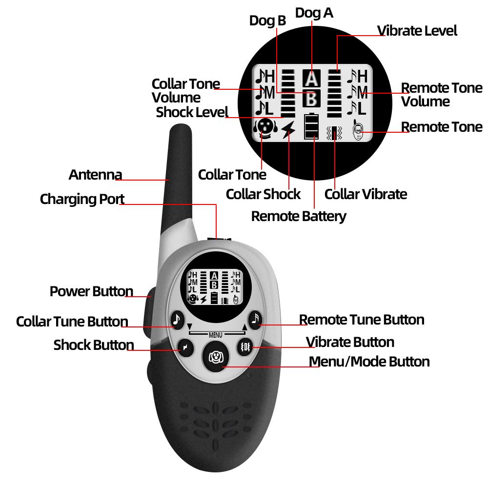1000m Waterproof Dog Training Collar Rechargeable Anti Barking Control Sound Remind Vibration Shock Receiver