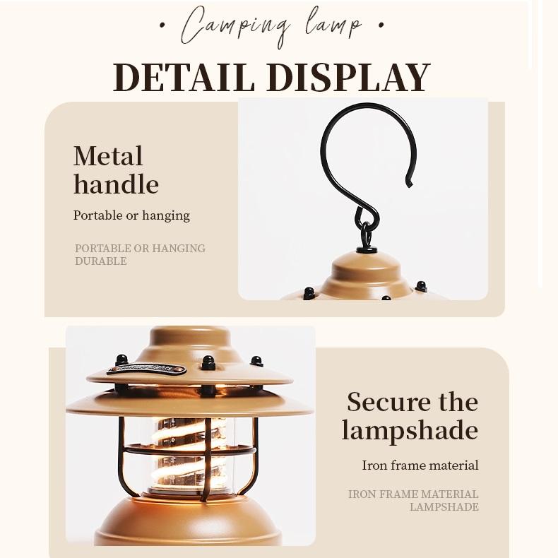 LED USB Desk Lamp Outdoor Emergency Flashlight Rechargeable Metal Vintage Hanging Camping Lamp Hanging Tent Lamp horse lantern