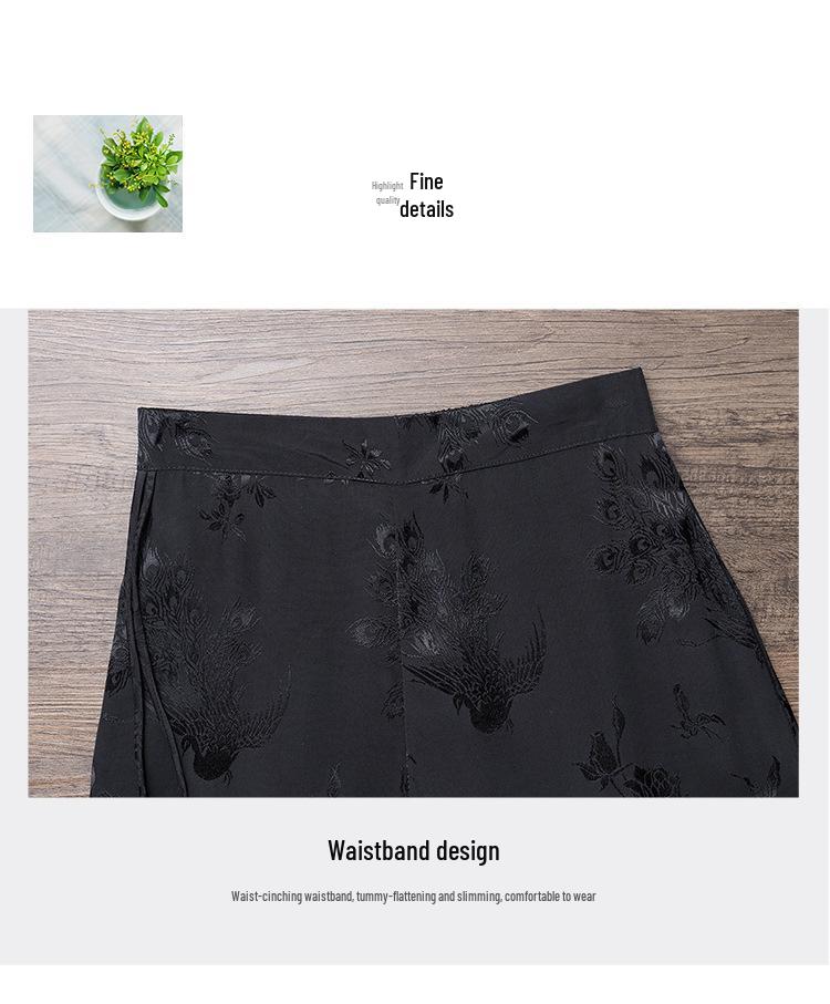 Women's Ethnic Style Wide-Leg Pants: Draped, Embroidered Waist, Retro Casual Design