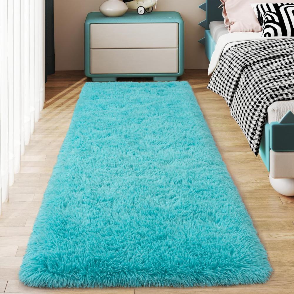 

Ultra-Soft Running Rug Bedroom & Hallway Anti-Slip Mat Fluffy Plush Bedside Dormitory Carpet Home Decor 40x60cm 16x24inch синій