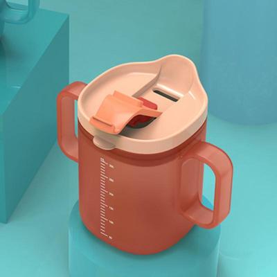 Water Cup for Elderly 300ml Unspillable Cup with Handles Water Bottle Feeding Cup Drinking Cup with Lid and Straw for Elderly