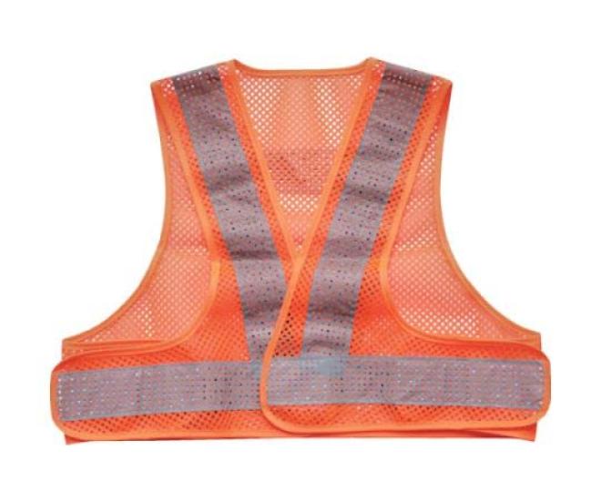 TRUSCO Mesh Safety Short 420mm Length Vest, Length, Orange/Silver,