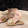 Flower Slippers Women's Summer New Outer Wear Flat-bottomed Beach Vacation Seaside with Skirt Sandals