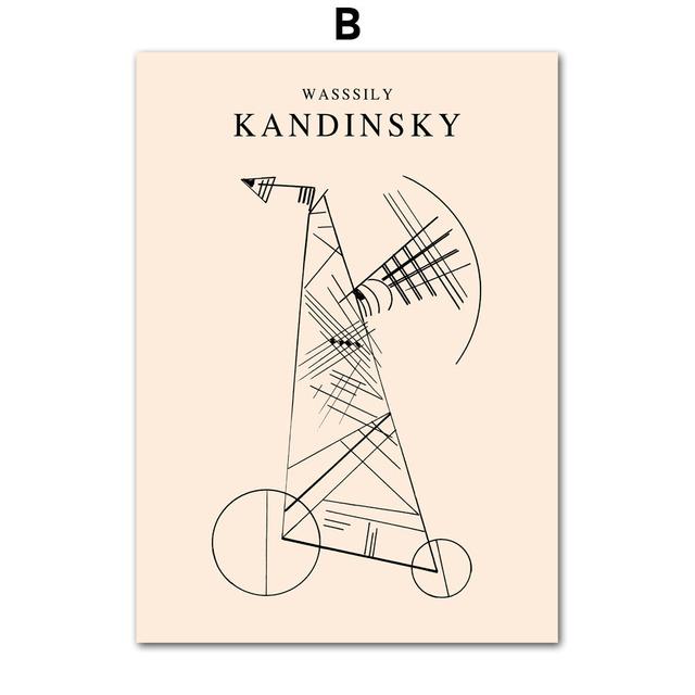 Geometry Lines Cat Works Posters and Prints Vintage Kandinsky Abstract Wall Art Picture Canvas Painting Living Room Home Decor
