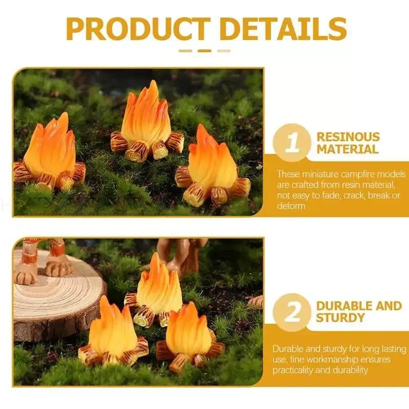 1/5/10pcs Resin Bonfire Model Miniature Decoration Campfire Toy Artificial Bonfire Resin Craft Ornament Campfire Miniature Decor