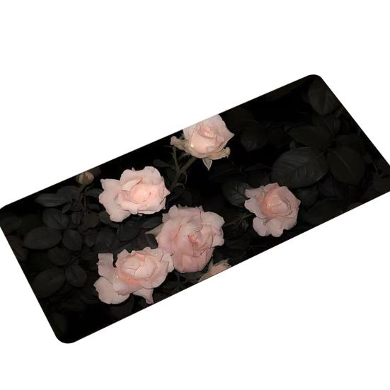 Mouse Pad Large Non-Slip with Floral Pattern Printed Desk Mat Diatom Mud Surface Easy to Clean Pad for Office Desk