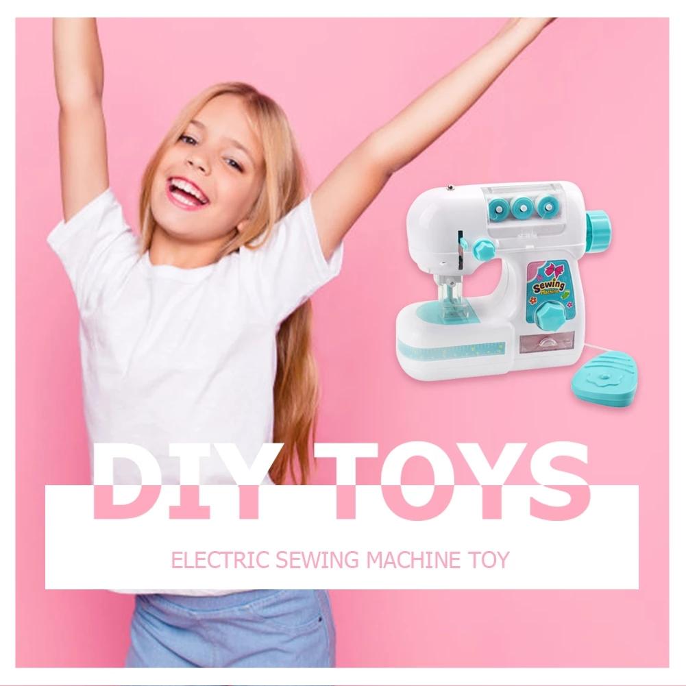 Electric Mini Sewing Machine Kids Toy Mini Furniture Toy Educational Toys DIY Creative Gifts Children Gift Pretend Play Games