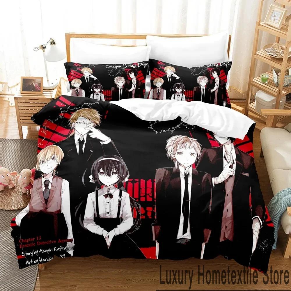 Anime Bungo Stray Dogs Bedding Set Boys Girls Twin Queen King Size Duvet Cover Pillowcase Bed Boys Adult Home Textileextile