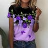 Women's 3D T-shirt with Digital Printing Round Neck Loose Short Sleeved T-shirt