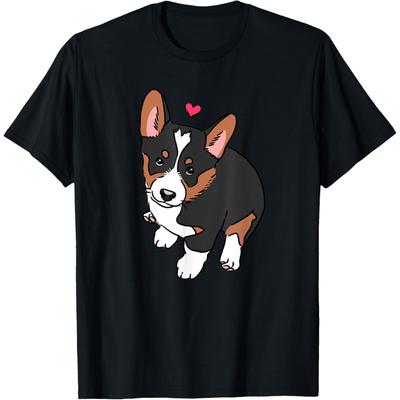 Tricolor Corgi Puppy Dog, Cute Corgi, Corgi Drawing, Dog Mom Men Women Girls Kids T-Shirt