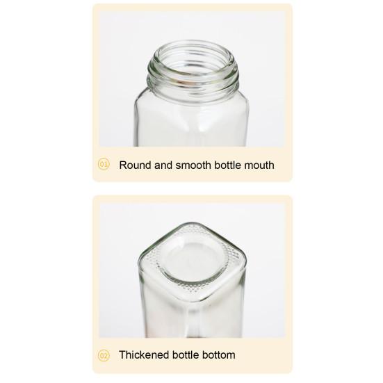 Glazen Specerijpotjes met Etiketstickers 4oz Transparant Glas met Bamboe Deksel en Siliconen Afdichting Keuken Specerijcontainer voor Organisatie, Zout, Peper