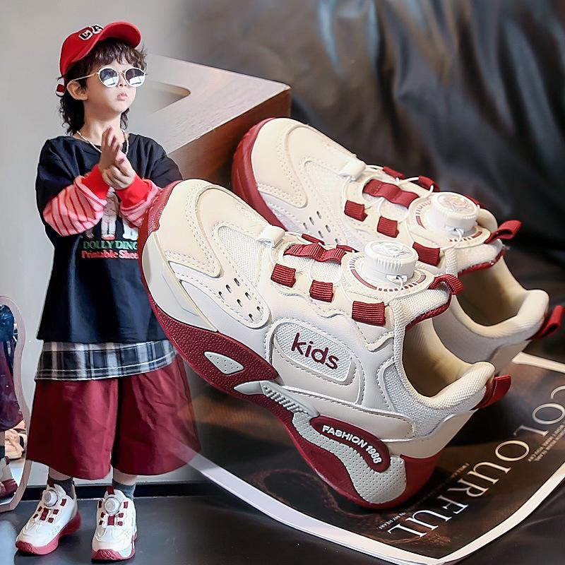 Children's dad shoes Boys leather waterproof basketball shoes Girls lightweight mountaineering outdoor shoes Non-slip children's sports shoes