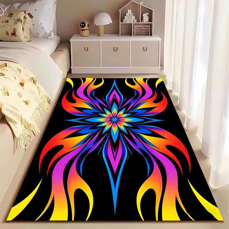 Colorful Flame Mandala Design suitable as a non-slip mat for the living room or bedroom sofa