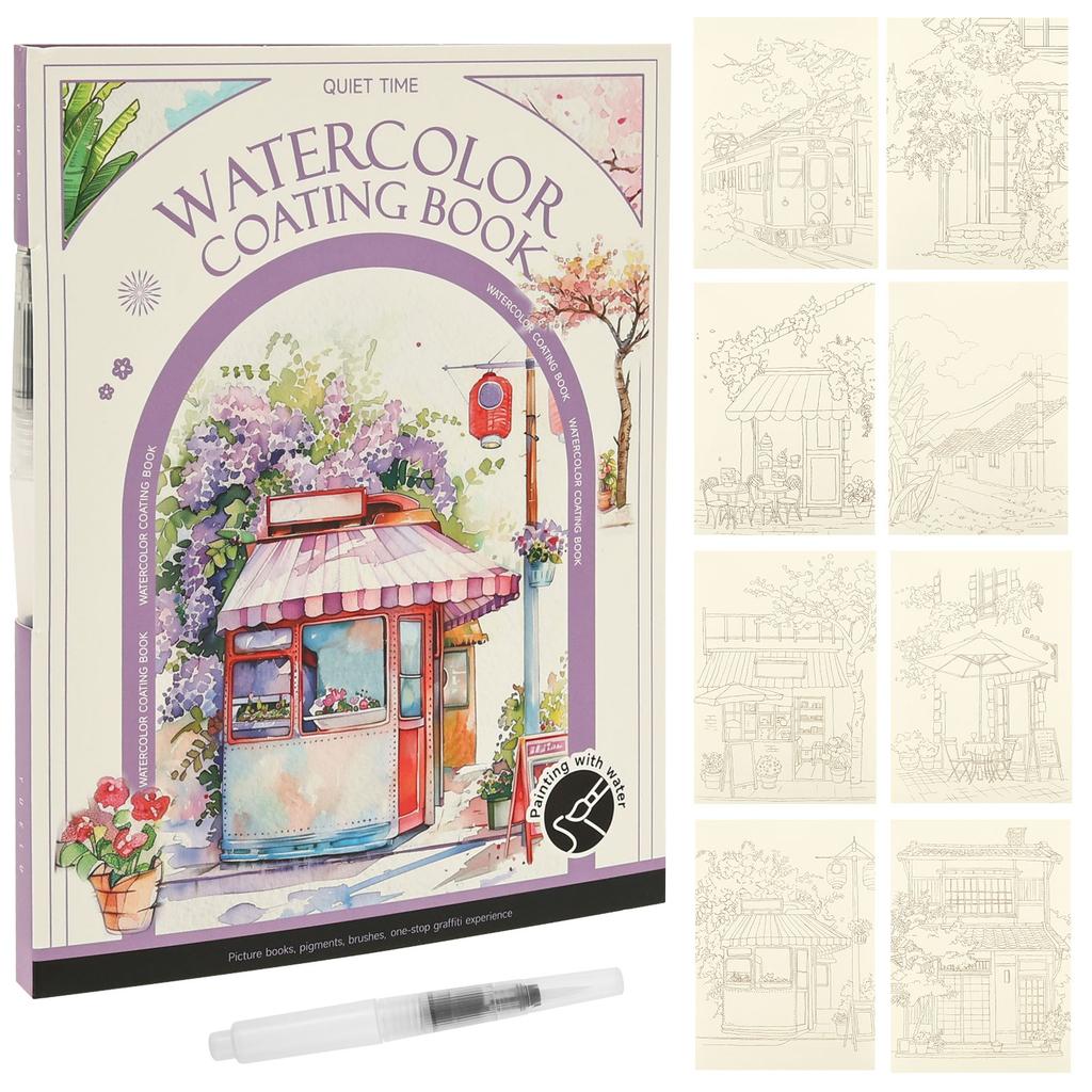 Watercolor Painting Book Portable Creative Stress Relief Kit DIY Watercolor Coloring Books Painting Kit for Beginner Enthusiasts