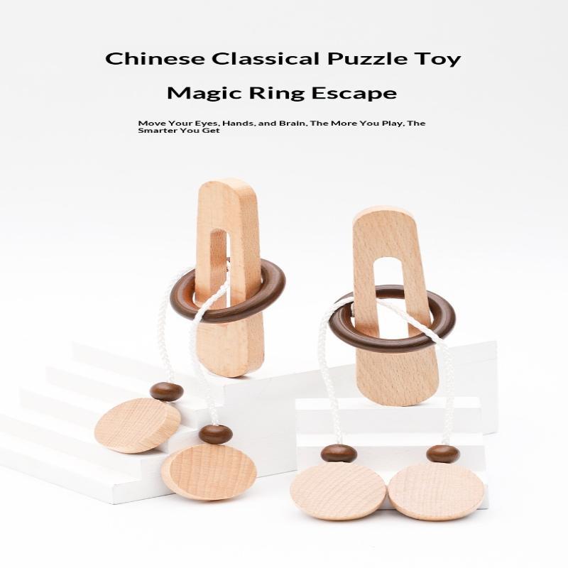 3D Wooden Interlocking Ring Puzzle IQ Challenge Brain Toy High Quality Solid Wood Perfect Classroom Prize for Elementary School Students