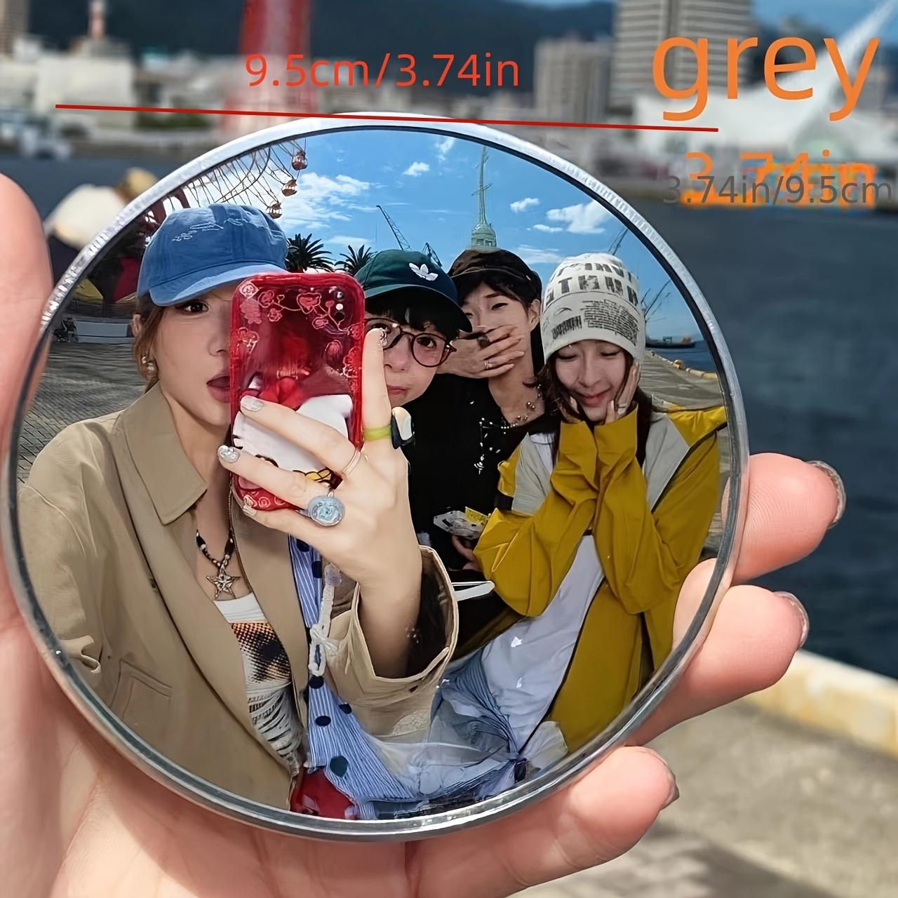 

1pc Large Travel Compact Mirror, Selfie Travel Footprint Record Small Round Mirror, Handheld Photo Prop, Travel Photography Tool серый