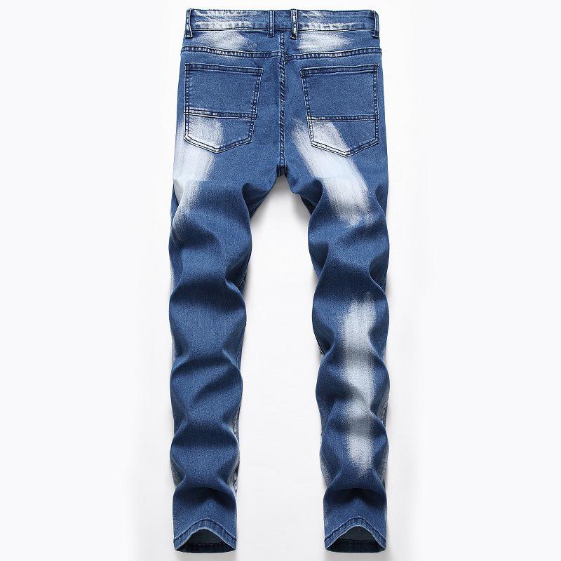 2024 European And American Stretch Jeans Men'S Straight Leg Three Color Washed And Ground White Men'S Pants