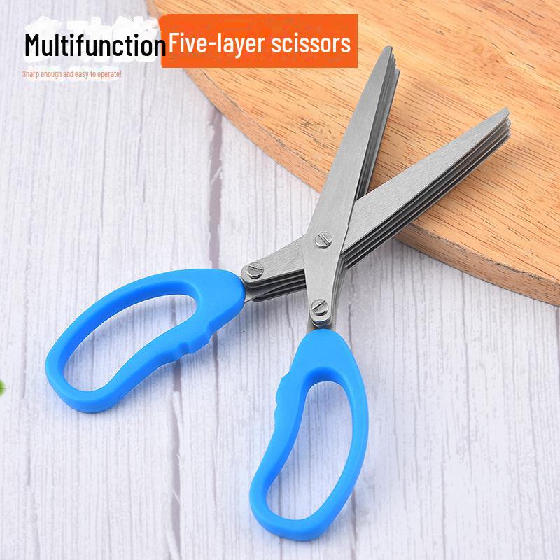 Pięciowarstwowe nożyczki ze stali nierdzewnej do szatkowania zielonej cebulki do kuchni