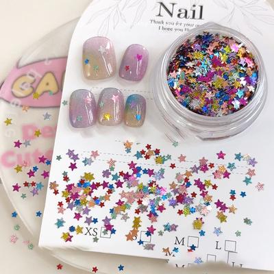 1 Scatola Glitter Paillettes Miste a Forma di Stella per Unghie Decalcomanie 3D Accessori