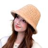 New Korean Style Hollow Breathable Knitted Bucket Hat for Women In Spring and Autumn Fashion Versatile Bucket Hat Showing Face Small Fisherman Hat