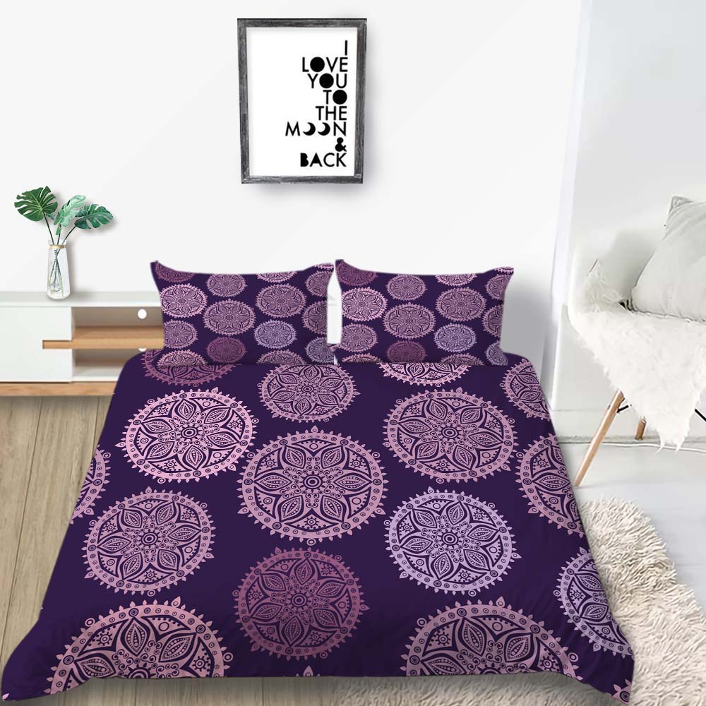 3D Jacquard Bedding Down Quilt Cover Pillowcase 2 or 3 Pieces of Datura Printed Microfiber Fabric Single Bed Double Bed Washable Ultra-soft Bedding