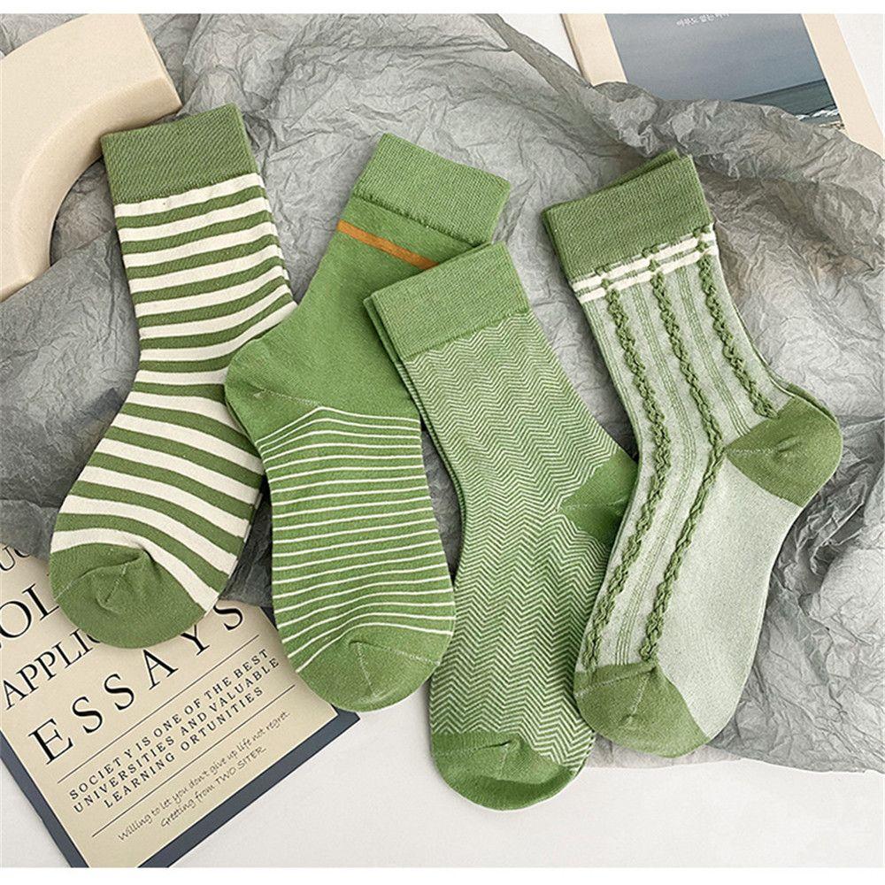 

Пот сетчатый цвет матча для женщин и девочек, винтажные носки в полоску, дышащие японские повседневные хлопковые носки