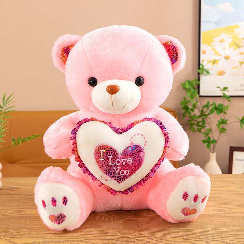 Cute Glowing Music Bear Plush Toy Valentine's Day Confession of Love Bear Doll Girl Birthday Gift