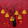 6/10Pcs Gold Chinese New Year Pendant Waterproof Wealth Spring Festival Bonsai Pendant with Tassel Traditional