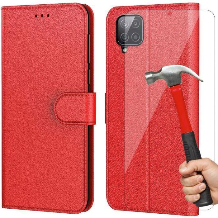 Coque de Protection - PROSHOP - Samsung A22 4G - Rouge - Effet Cuir - Anti Rayure