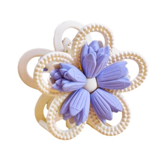 Women Hair Claw Double-Sided 3D Flower Design Strong Grip Hair Clip Anti-slip Design Back Head Hair Clip Hair Accessory