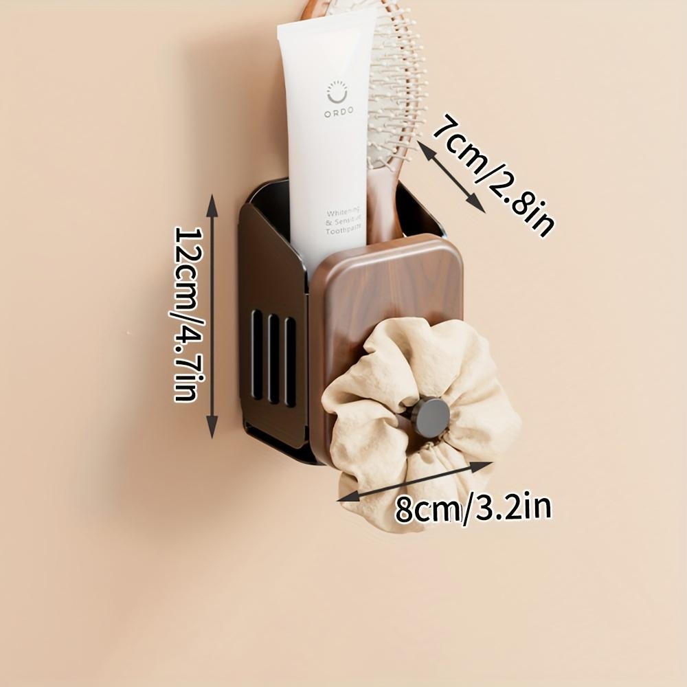 

No-Drill Bathroom Organizer Heavy-Duty Wooden Toothbrush Holder Space-Saving Bathroom Storage with Adhesive Mounting for Bathroom Vanity or Shower monocular