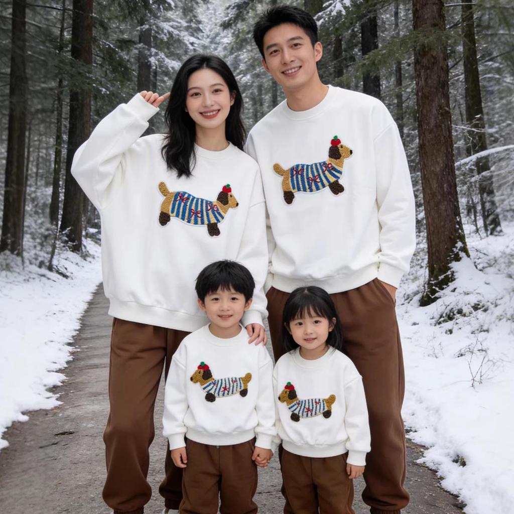 Dachshund Embroidery Parent-Child Sweatshirt - Cozy, Loose Korean Style for Autumn/Winter