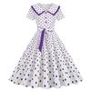 Retro Polka-Dot Slim-Fit Dress Belt Short Sleeve