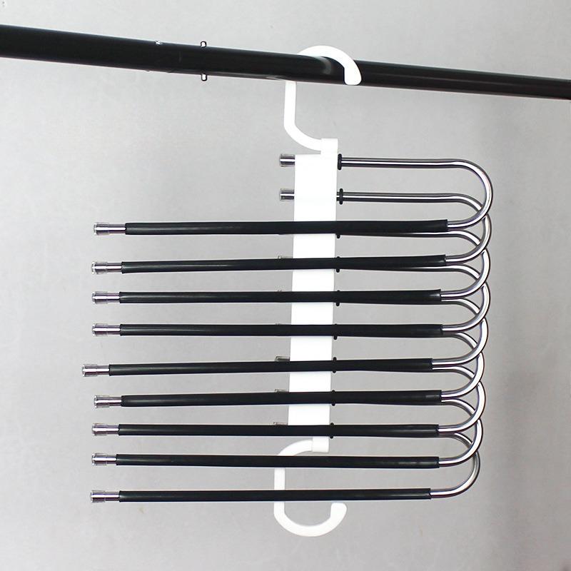 1pc Space-Saving S-Type Pants Hanger - 9-Tier Non-Slip Organizer,Extra 5 Hooks for Jeans, Leggings, Trousers,Increases Closet