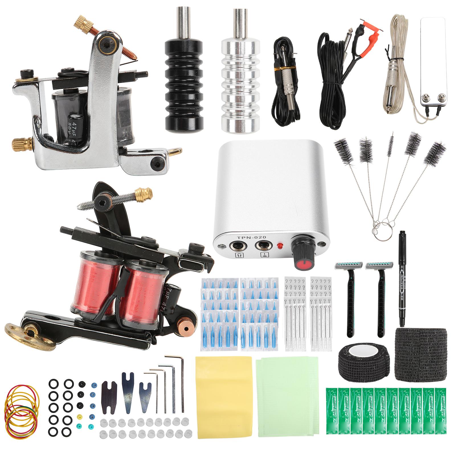 

Полный комплект тату-машинки Liner Shader Coil тату-машинка для начинающих татуировщиков Silver EU Plug