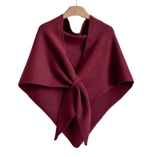 Women Knitted Shawl Wrap Scarf Solid Color Comfortable Cardigan Cape Imitation Cashmere Shoulder Tops Sweater