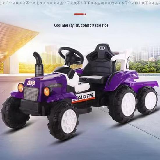 

Большой электрический детский трактор-каталка с ковшом, четырехколесный, двухместный