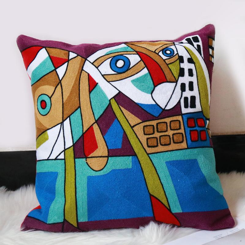 Picasso Embroidered Decorative Throw Pillowcases Abstract Creative Decoration for Home Sofa Pillow Cover