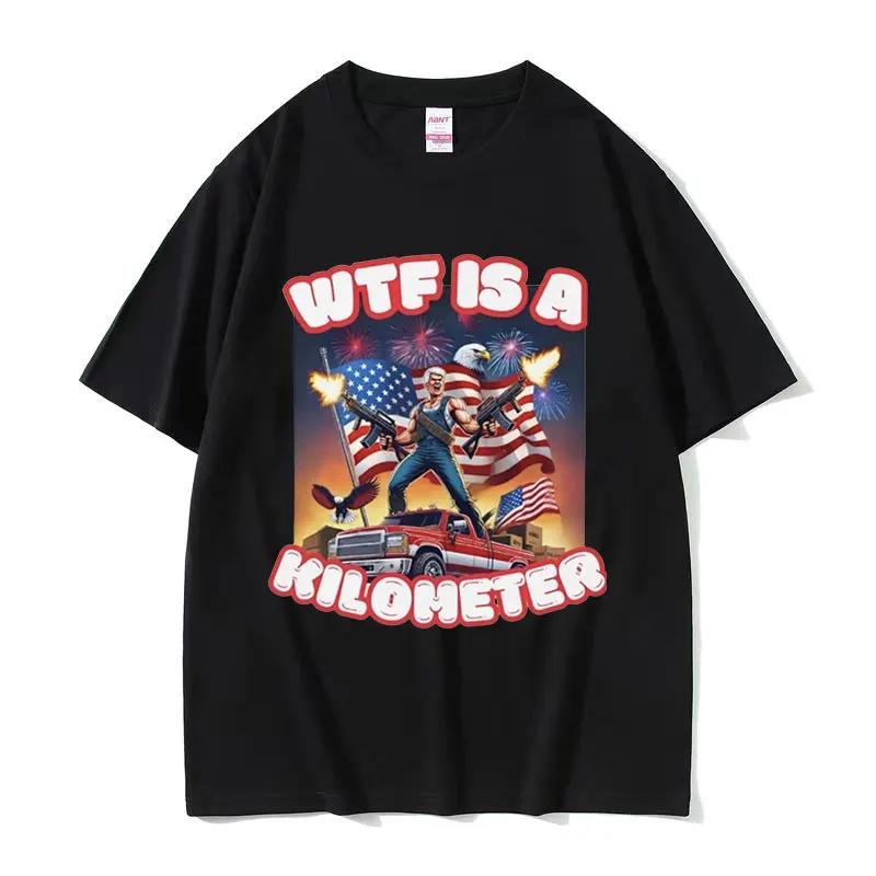The United States WTF Is Km Funny Expression Printed T Shirt Unisexs Fashion Vneck High Quality Cotton T Shirt Unisexs Casual Top S