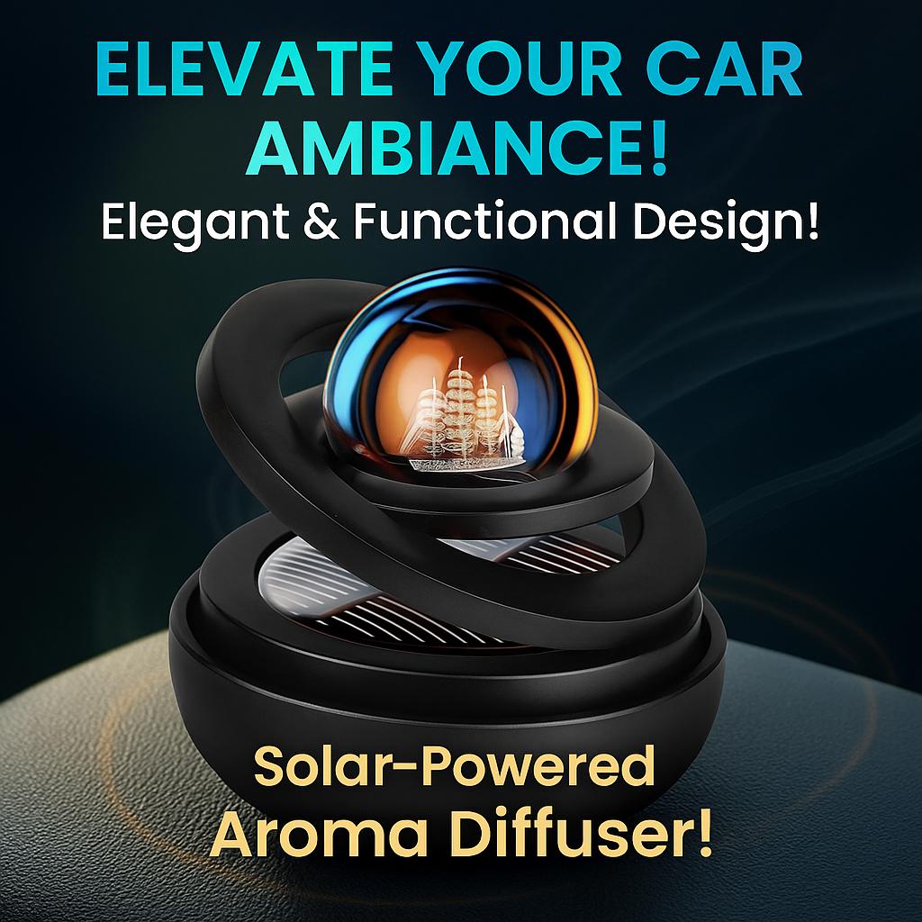 Désodorisant solaire pour voiture, Double anneaux, Suspension rotative, diffuseur d'aromathérapie, tableau de bord, parfum, ornement automobile